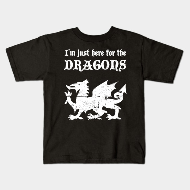 I'm Just Here For The Dragons | Renaissance Festival Kids T-Shirt by MeatMan